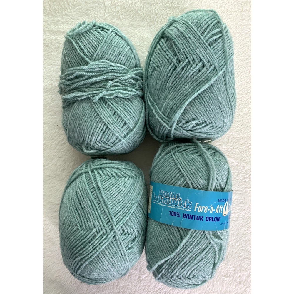 VTG Brunswick Yarns Wintuck Orlon Made In Usa Acrylic Yarn 4 Skeins Jade Heather